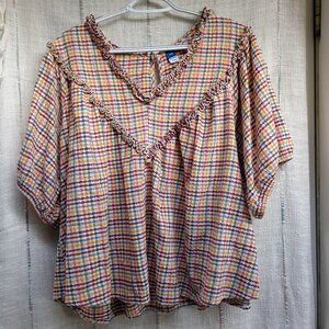 Old Navy XXL textured boho casual 100% cotton peasant top